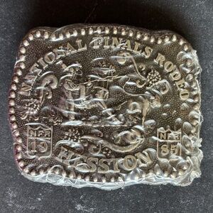 Hesston 1985 Bronze Child National Finals Rodeo Commemorative Series Belt Buckle